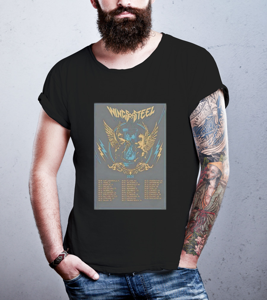 Wings Of Steel North American Tour 2026 With Lightning Peagasus And Concert Dates T-Shirt