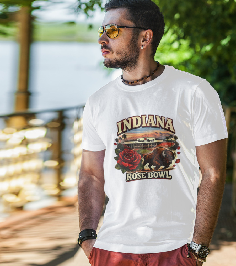 Indiana Rose Bowl Pasadena CA Game Day Vintage Buffalo And Rose Stadium Retro T-Shirt