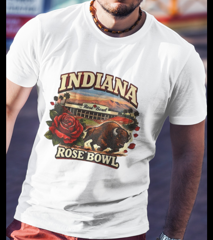 Indiana Rose Bowl Pasadena CA Game Day Vintage Buffalo And Rose Stadium Retro T-Shirt