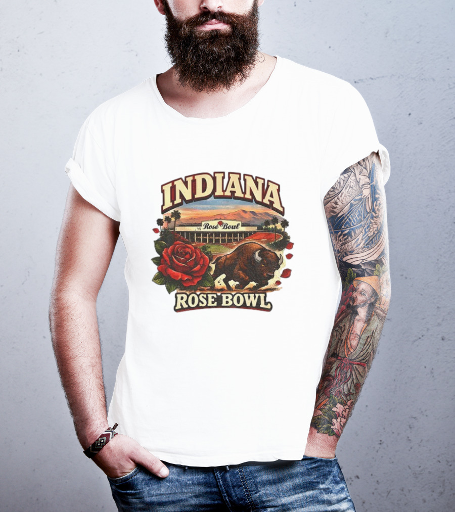 Indiana Rose Bowl Pasadena CA Game Day Vintage Buffalo And Rose Stadium Retro T-Shirt