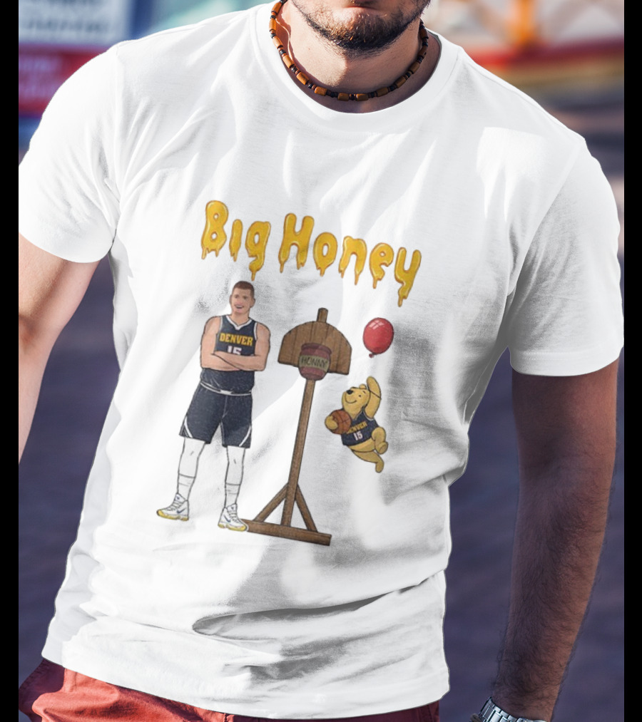 Big Honey Nikola Jokic Denver Nuggets NBA 15 Cartoon Crossover T-Shirt