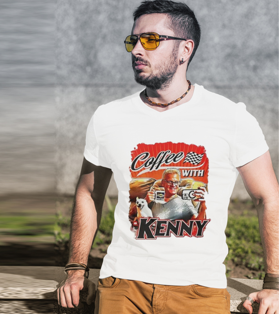 Coffee With Kenny Racing Checkered Flag And Dog T-Shirt