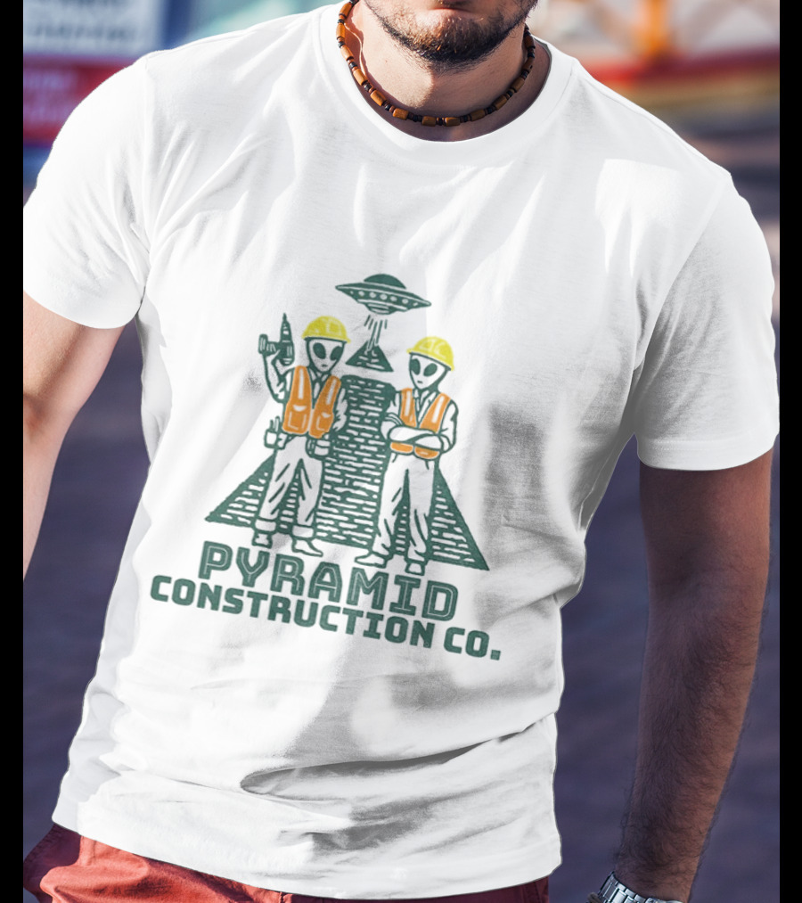 Pyramid Construction Co. Alien Builders Ancient Astronaut Humor T-Shirt