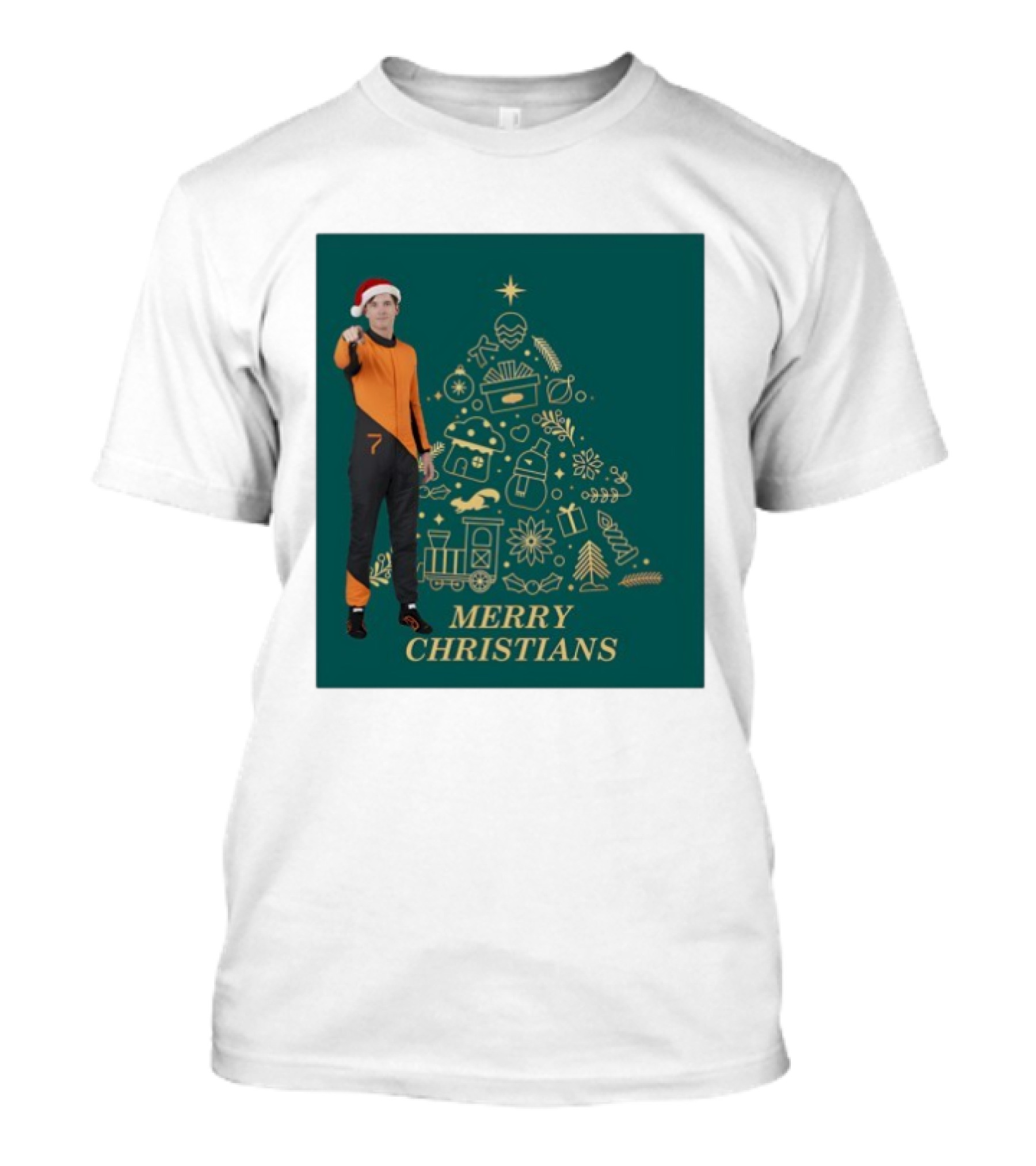 Christian Lundgaard Merry Christians Formula 1 Christmas Green T-Shirt