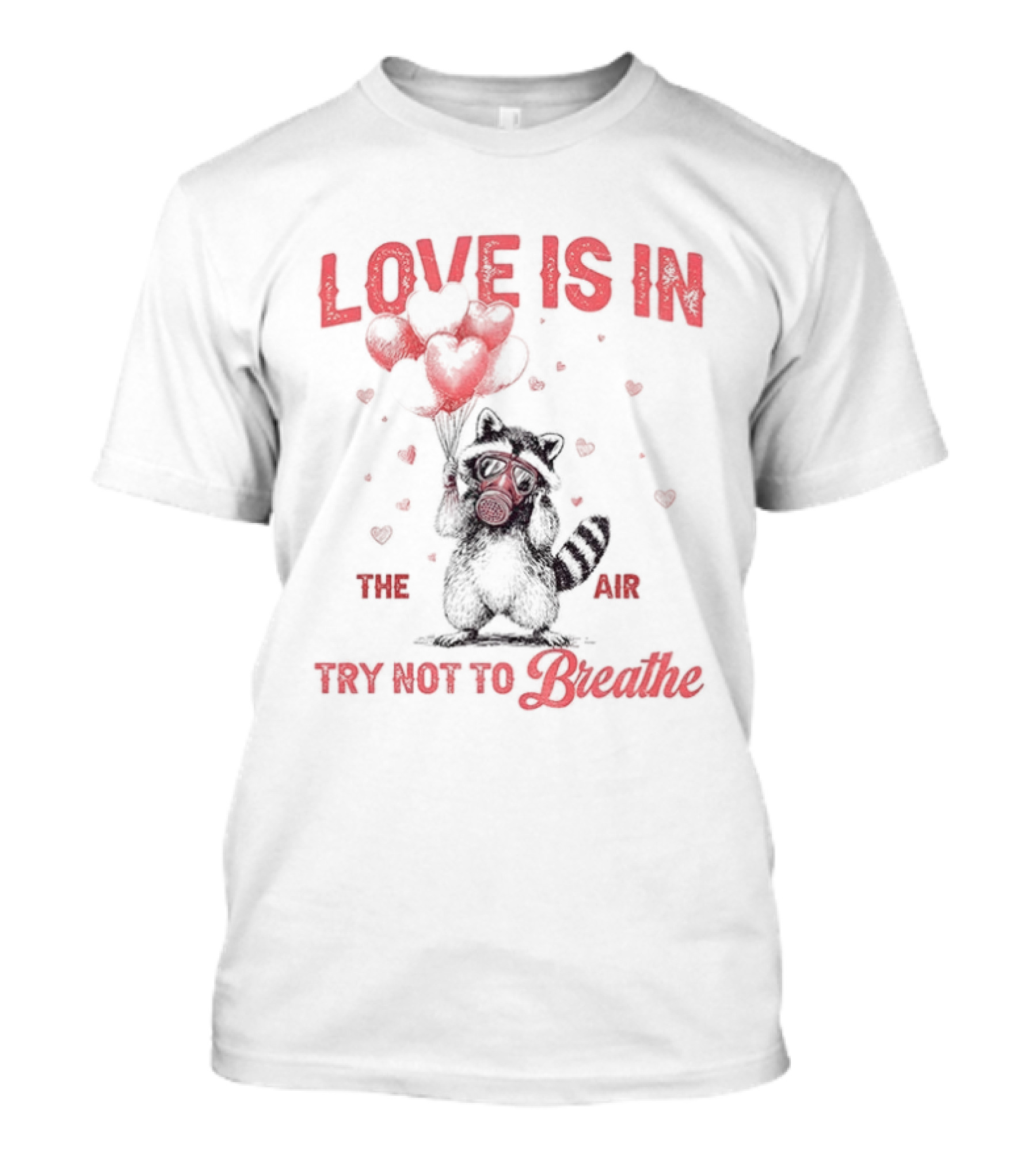 Valentine's Day Raccoon Love Is In The Air Try Not To Breathe T-Shirt