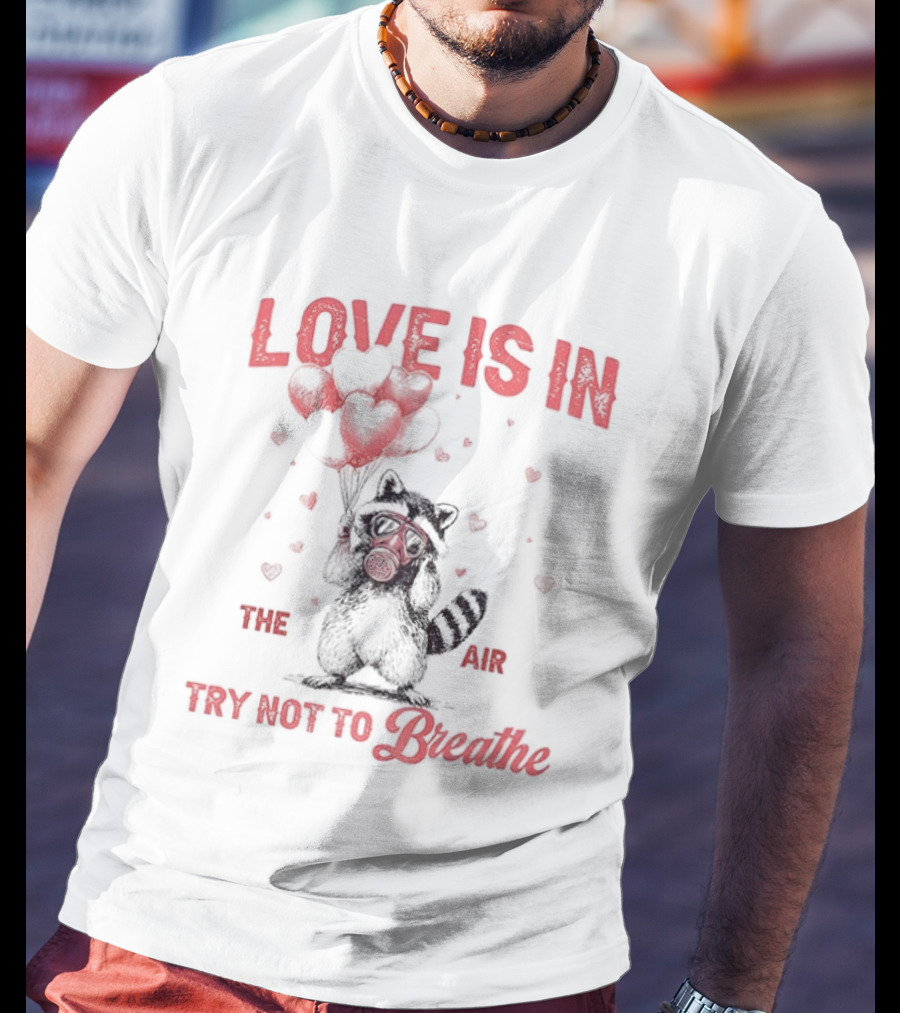 Valentine's Day Raccoon Love Is In The Air Try Not To Breathe T-Shirt