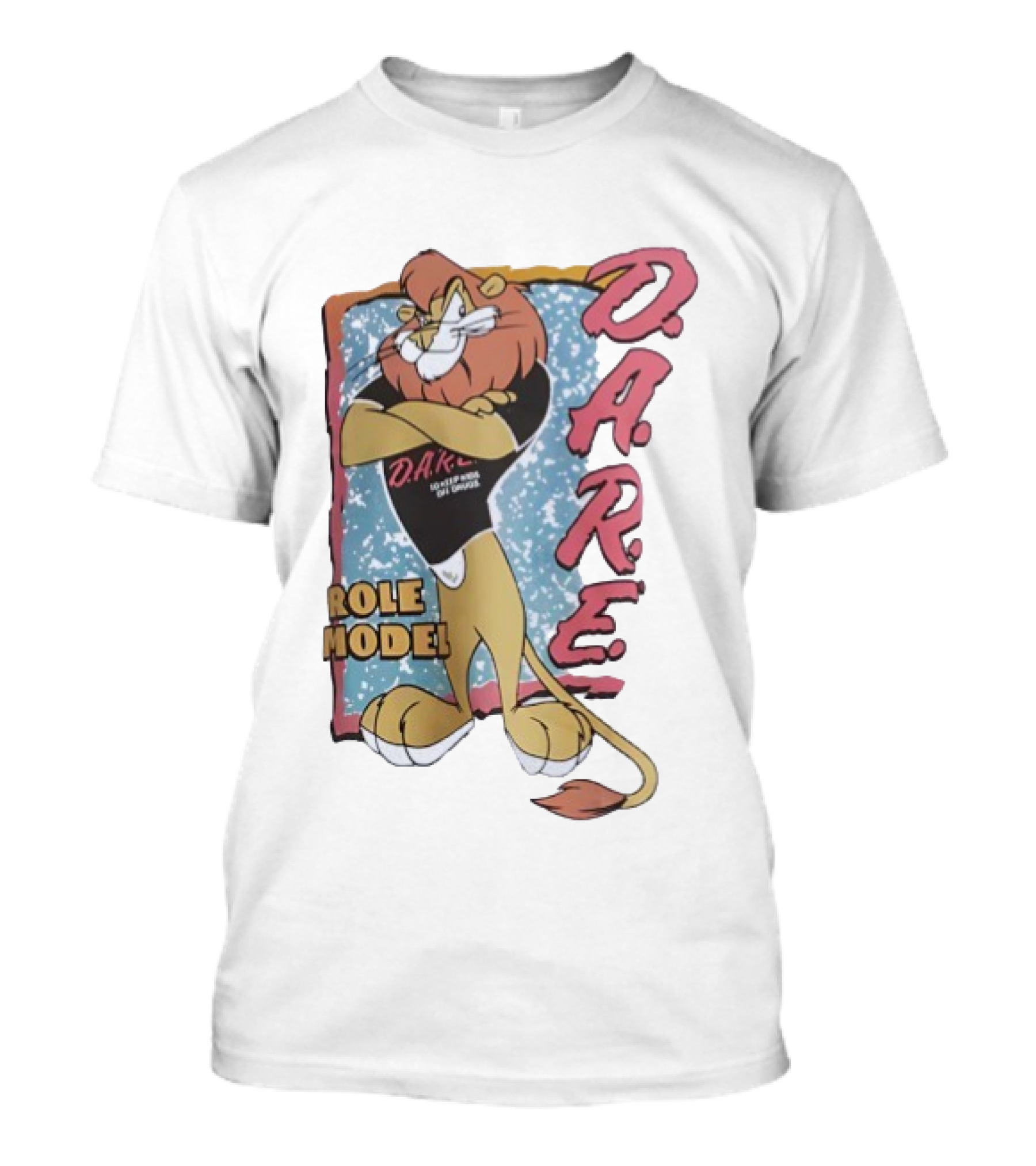 D.A.R.E. Lion Daren Role Model Graphic With Classic Retro Style T-Shirt