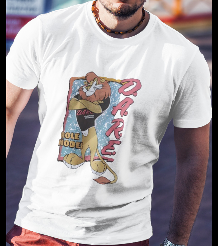 D.A.R.E. Lion Daren Role Model Graphic With Classic Retro Style T-Shirt