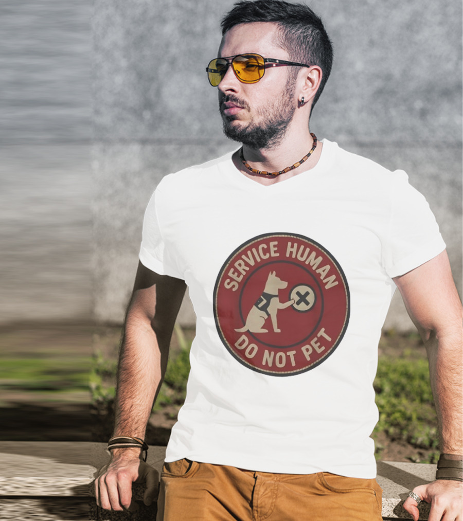 Service Human Do Not Pet Dog Badge T-Shirt