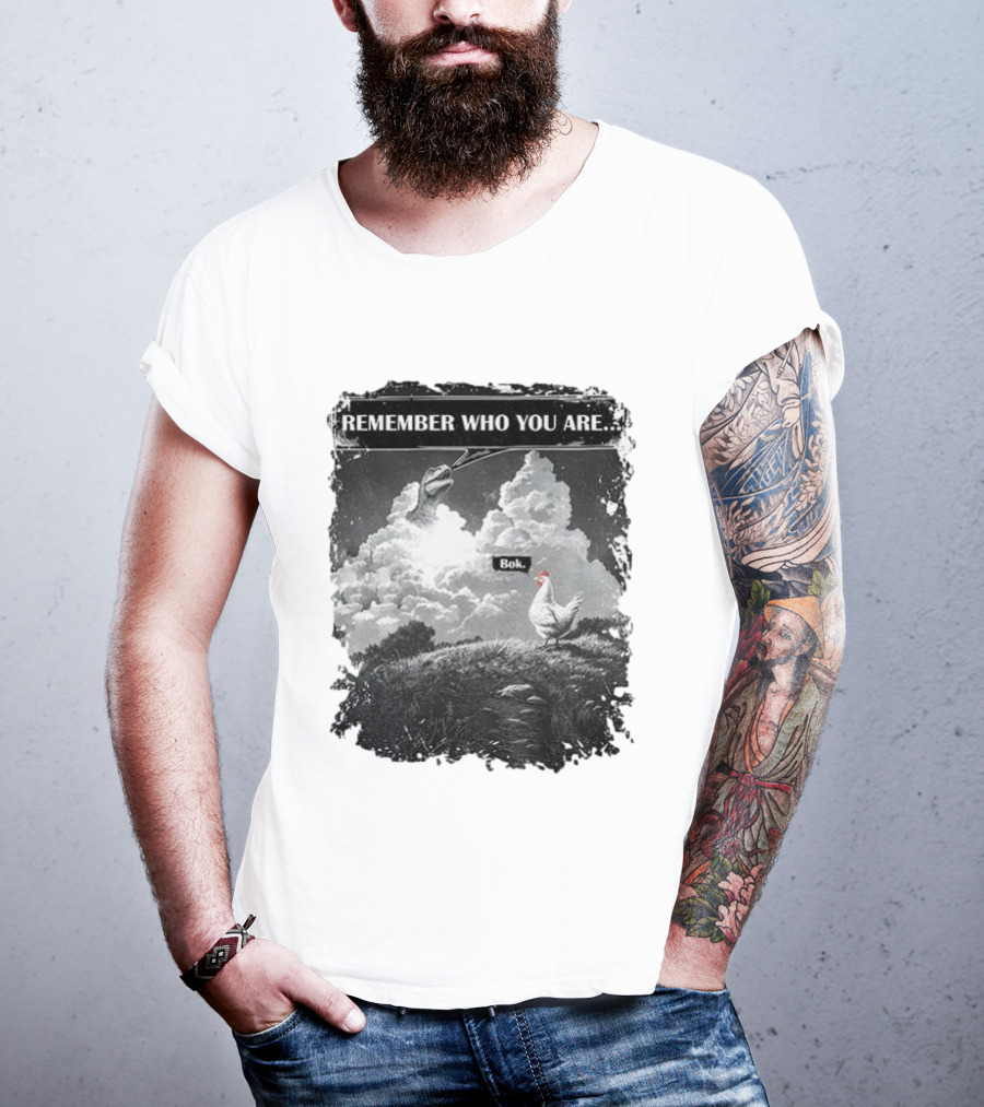 Funny Evolution Dinosaur Clouds Talking Chicken Remember Who You Are Bok T-Shirt