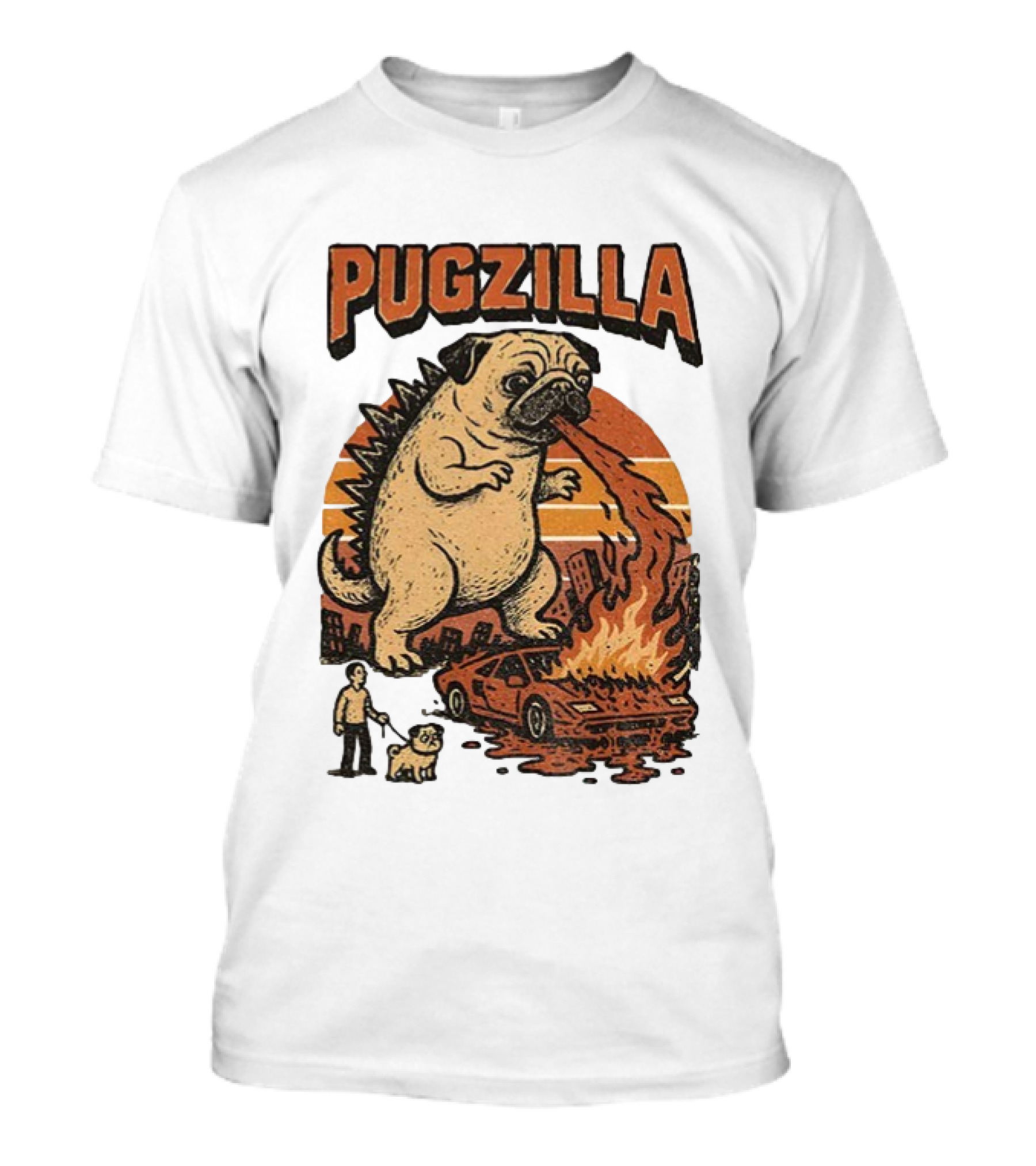 Pugzilla Funny Godzilla Parody Kaiju Fire Breathing Pug T-Shirt