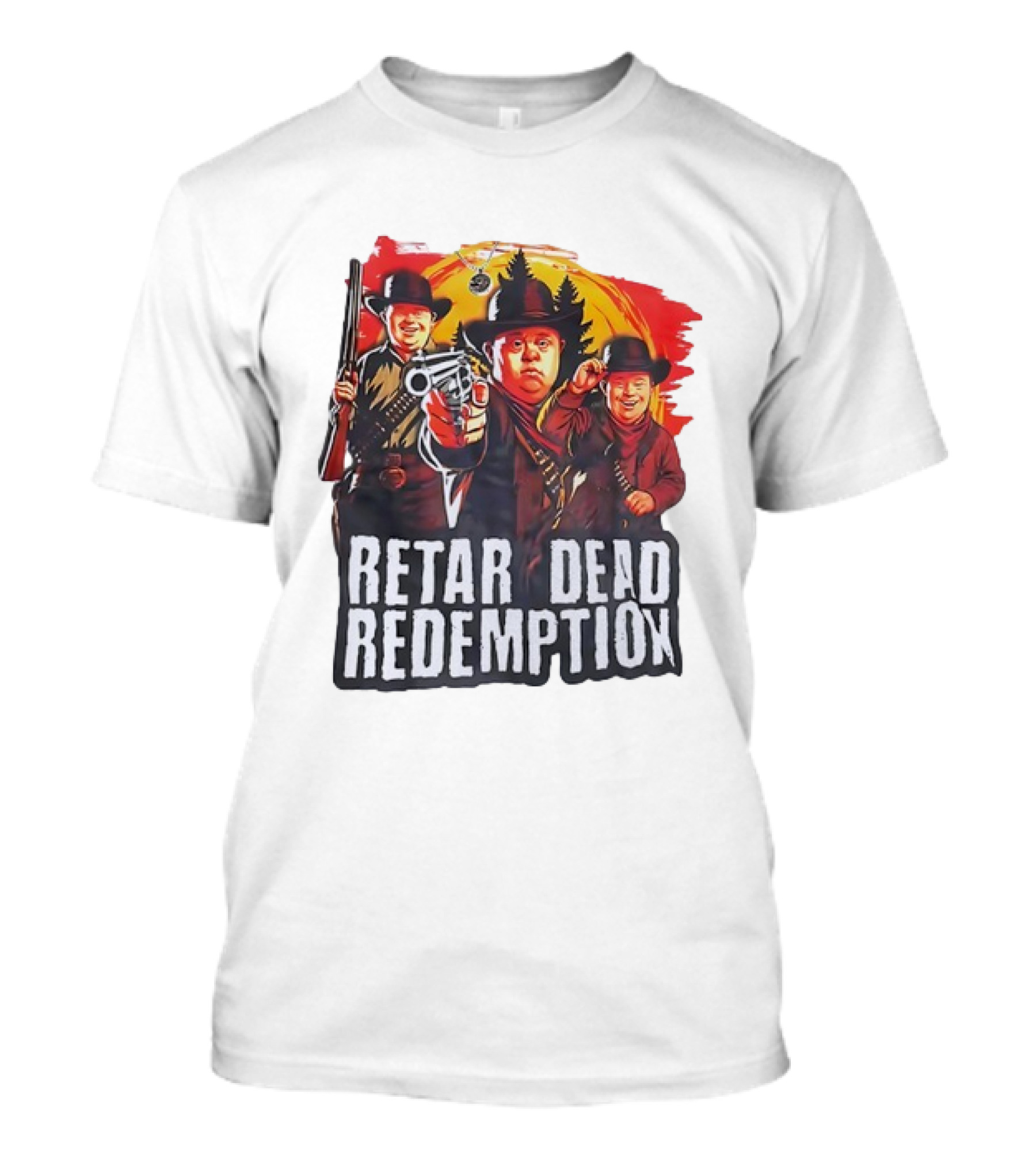 RETAR DEAD REDEMPTION Three Down Men Holding Shotguns Vintage Style T-Shirt