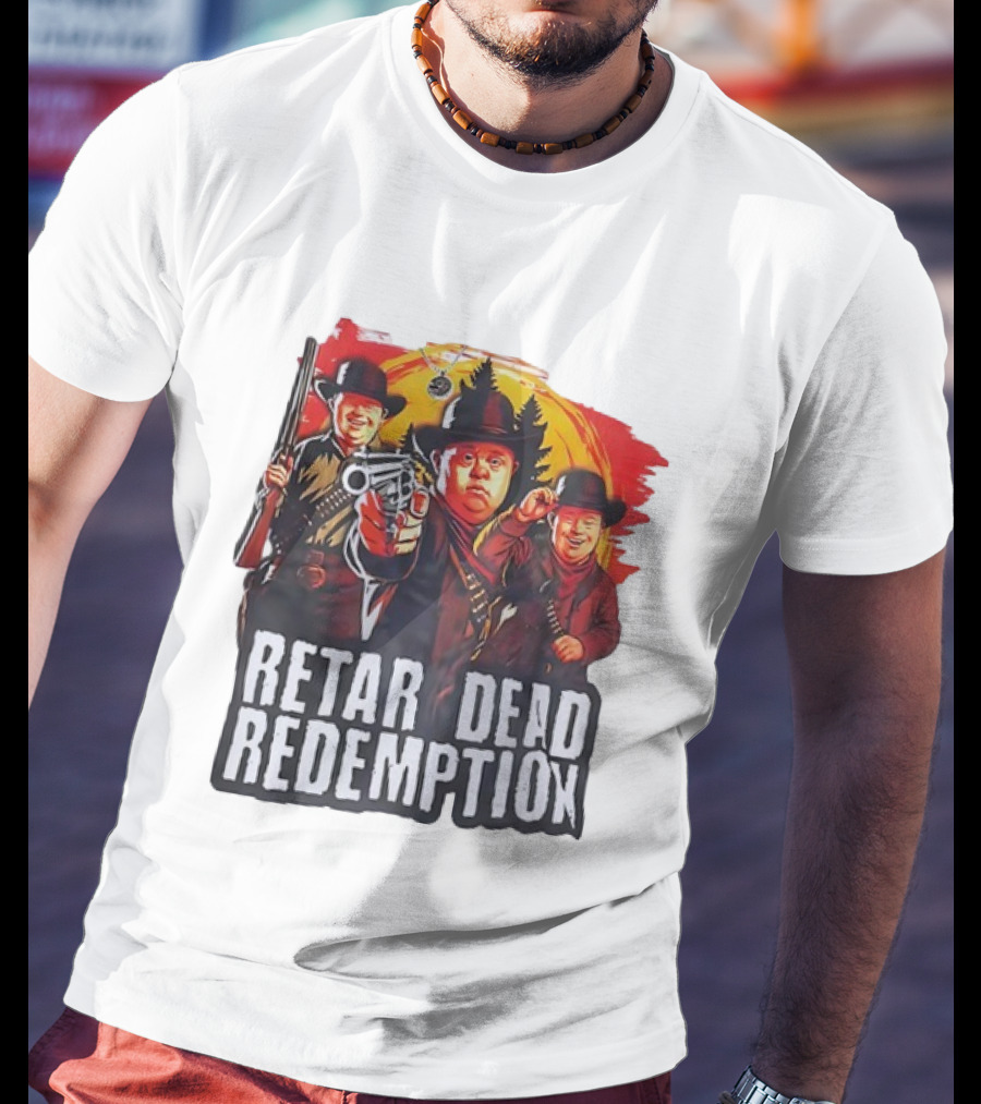 RETAR DEAD REDEMPTION Three Down Men Holding Shotguns Vintage Style T-Shirt