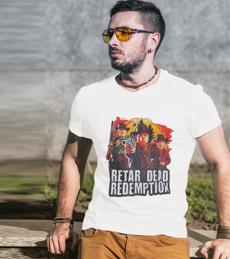 RETAR DEAD REDEMPTION Three Down Men Holding Shotguns Vintage Style T-Shirt