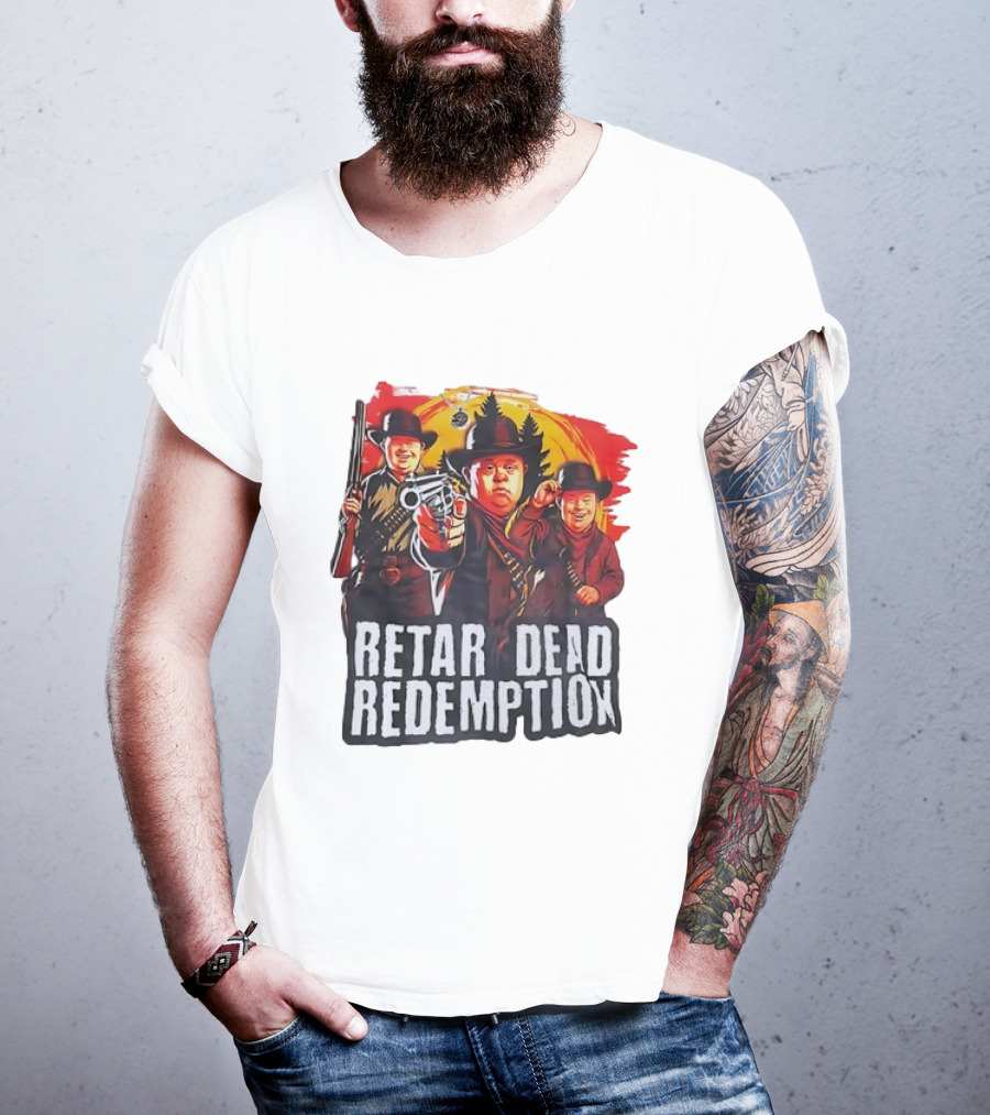 RETAR DEAD REDEMPTION Three Down Men Holding Shotguns Vintage Style T-Shirt