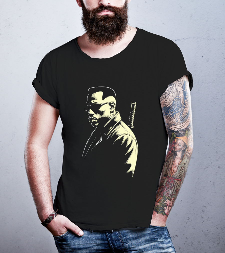 Blade Wesley Snipes Vampire Hunter Classic Samurai Sword T-Shirt