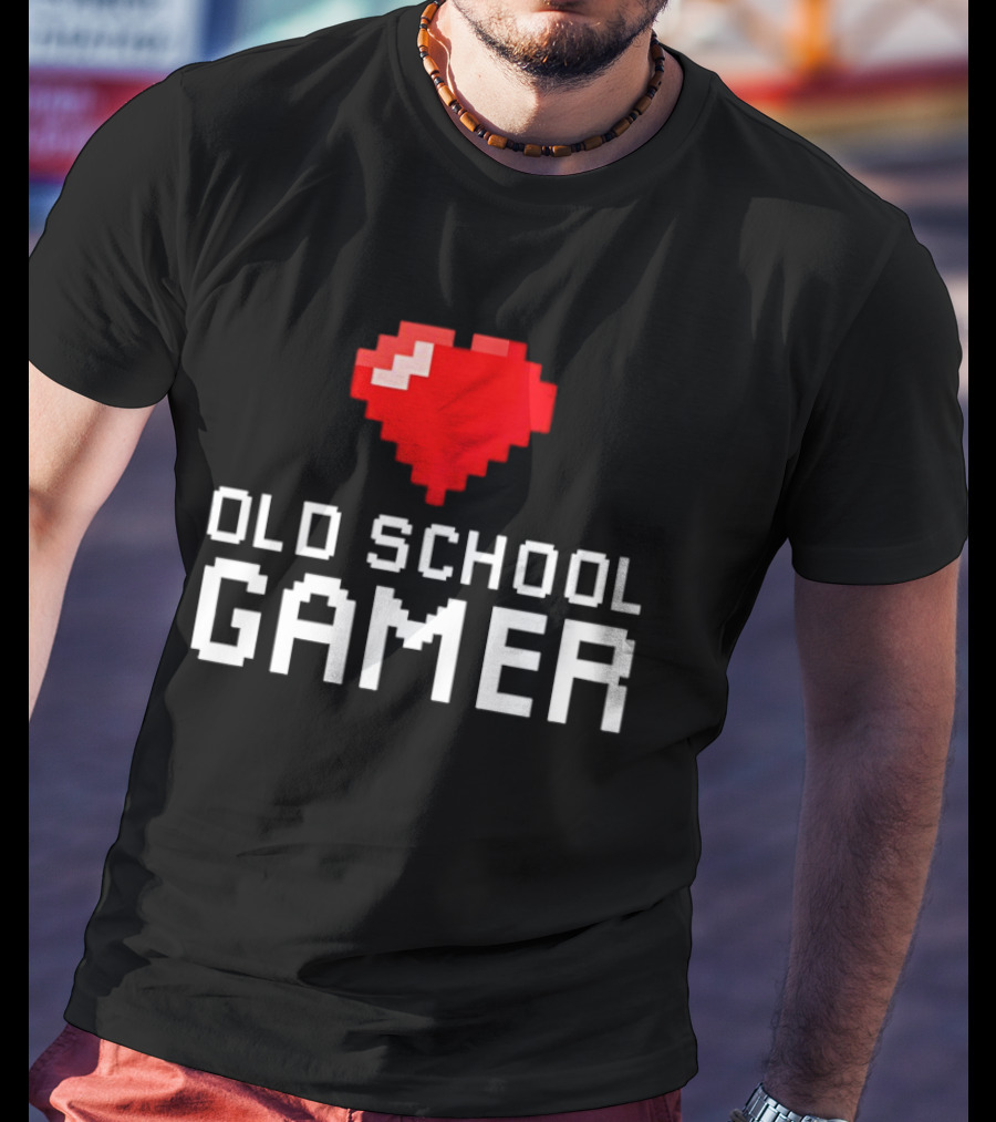 Pixel Heart Old School Gamer T-Shirt
