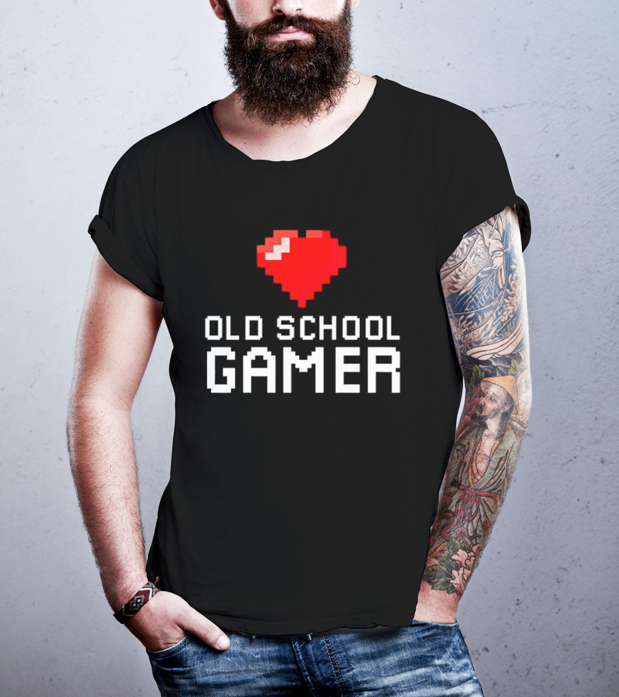 Pixel Heart Old School Gamer T-Shirt
