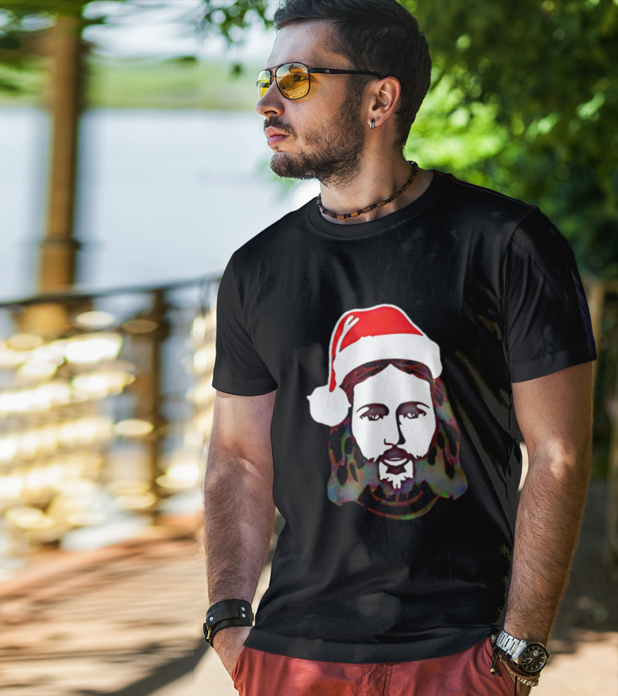 Jesus Santa Hat Christmas Birthday Celebration T-Shirt