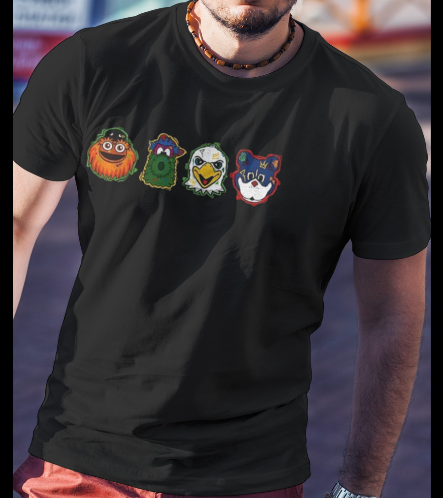 Philadelphia Sports Mascots Gritty Phanatic Swoop Franklin Flyers Phillies Eagles 76ers T-Shirt