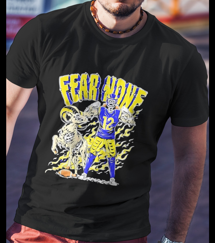 Puka Nacua Fear None 12 Los Angeles Rams Football Skeleton T-Shirt