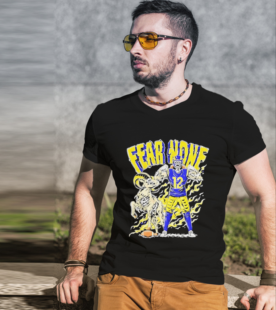 Puka Nacua Fear None 12 Los Angeles Rams Football Skeleton T-Shirt