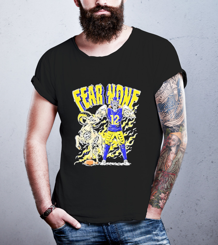 Puka Nacua Fear None 12 Los Angeles Rams Football Skeleton T-Shirt