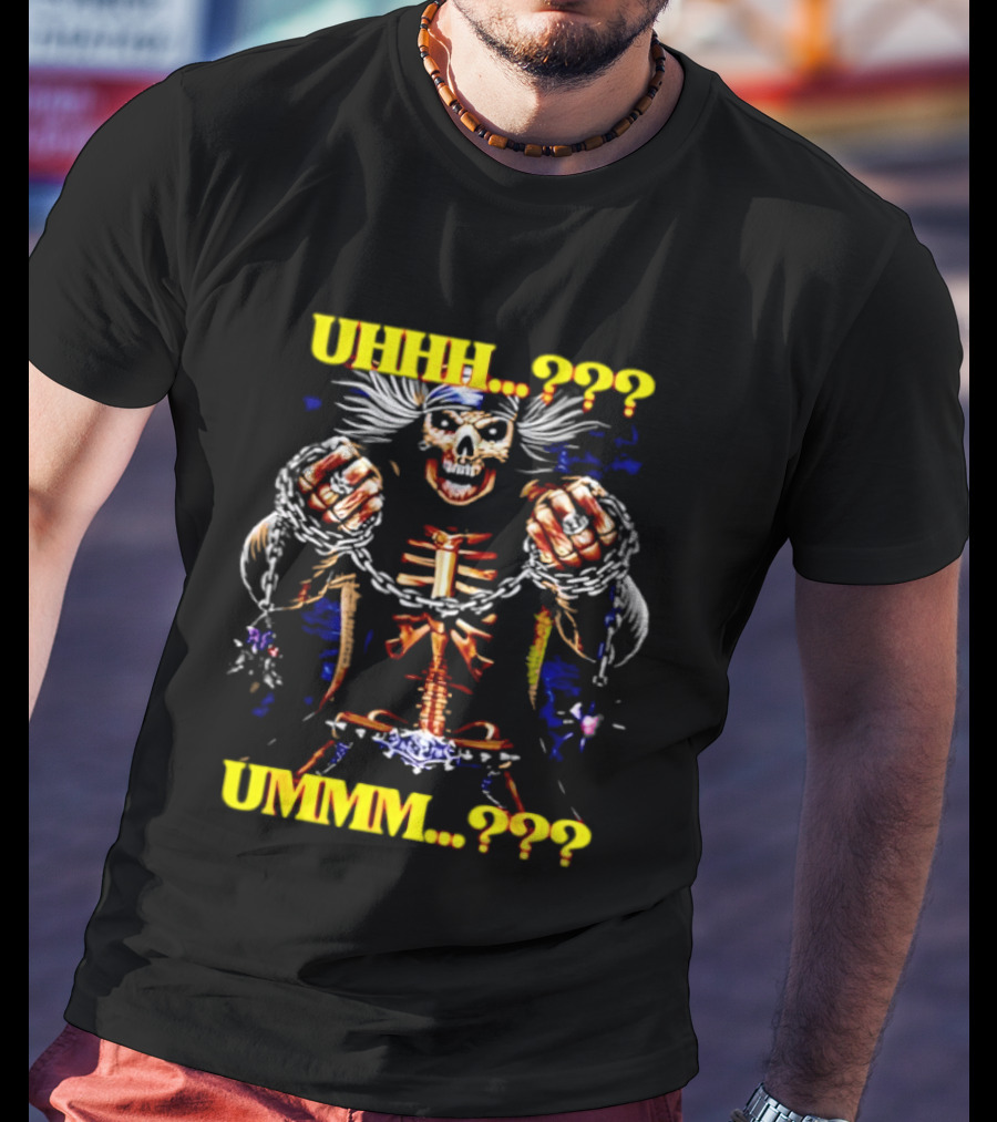 Skeleton Uhhh Ummm Horror Question Marks T-Shirt