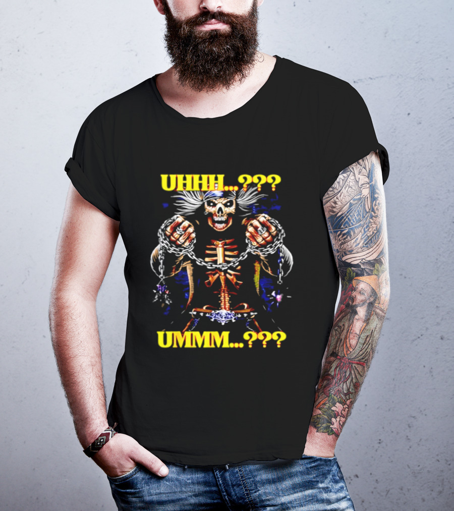 Skeleton Uhhh Ummm Horror Question Marks T-Shirt