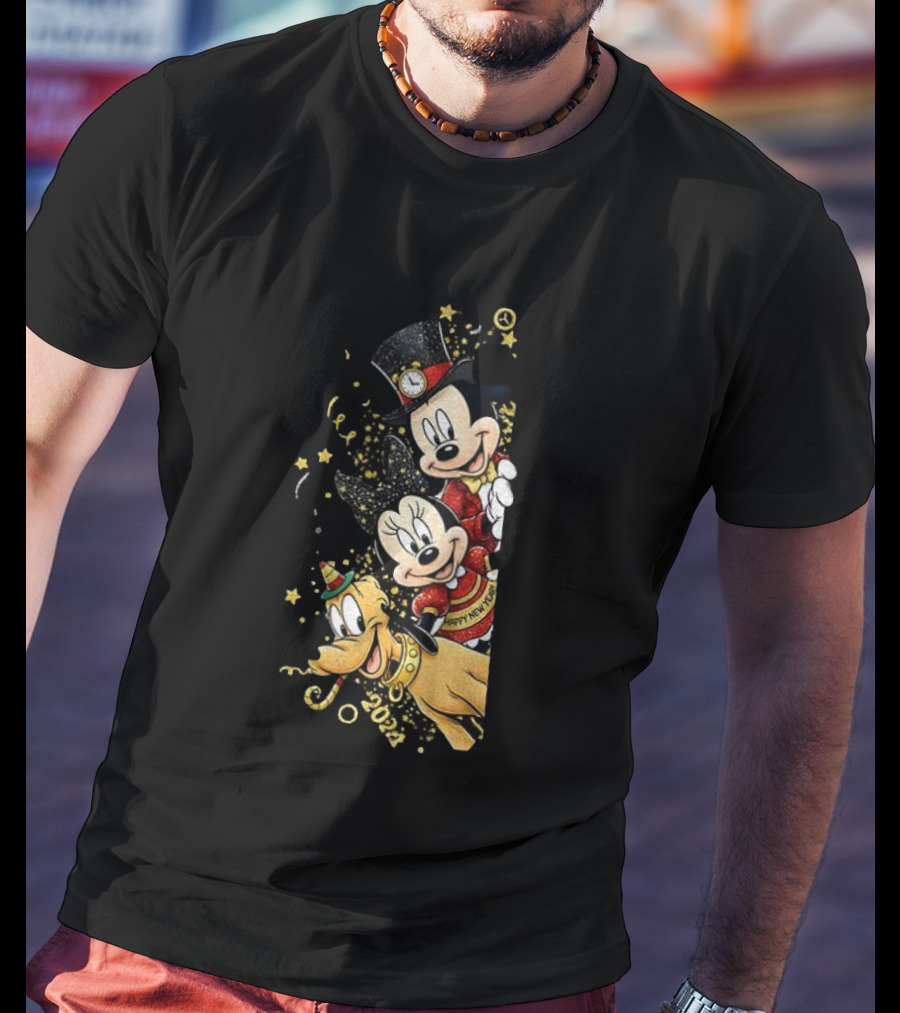 Mickey Mouse Happy New Year 2023 Pluto Minnie Celebration T-Shirt