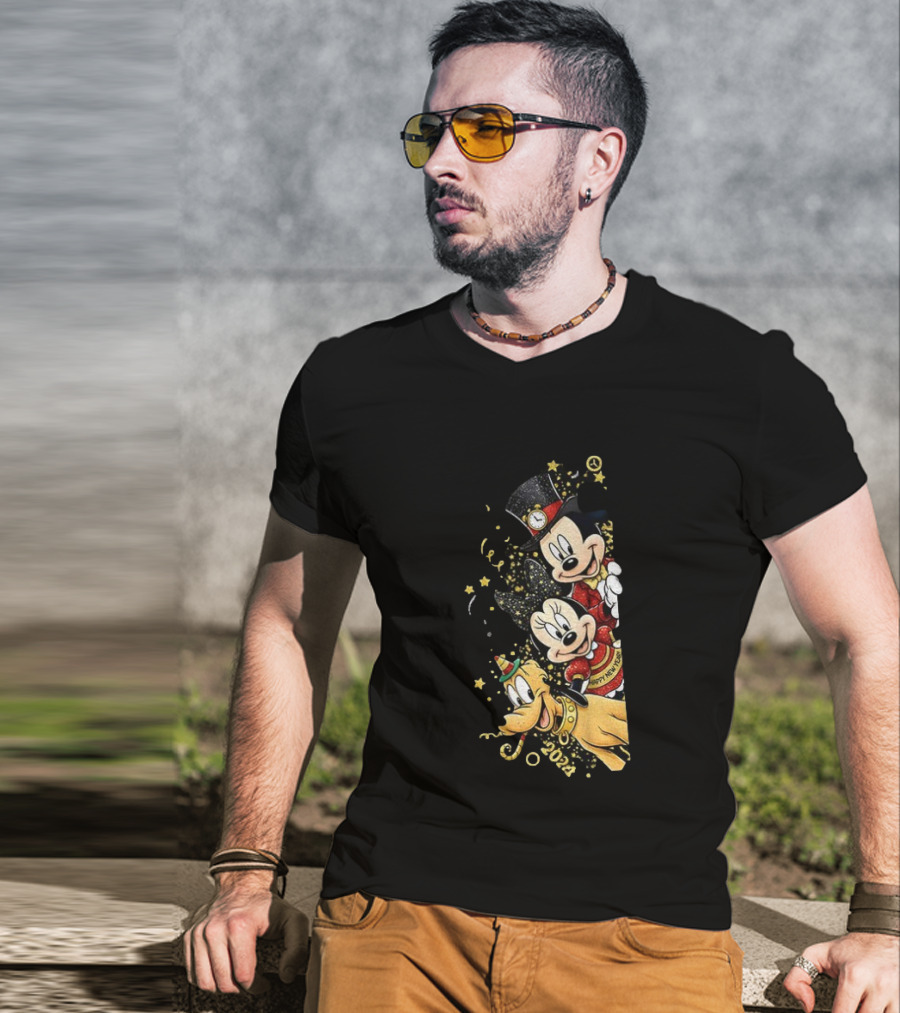 Mickey Mouse Happy New Year 2023 Pluto Minnie Celebration T-Shirt