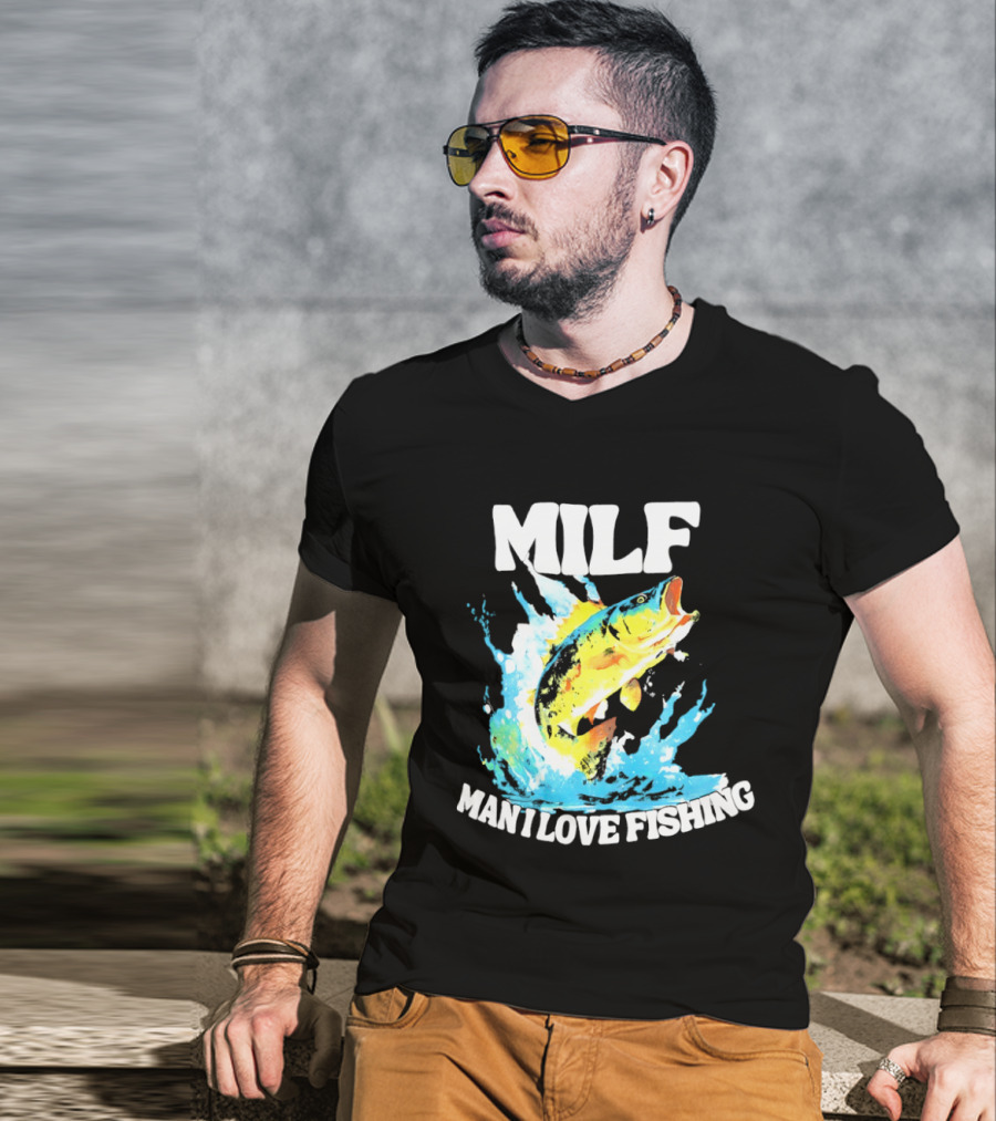 MILF Man I Love Fishing Splashing Colorful Fish T-Shirt