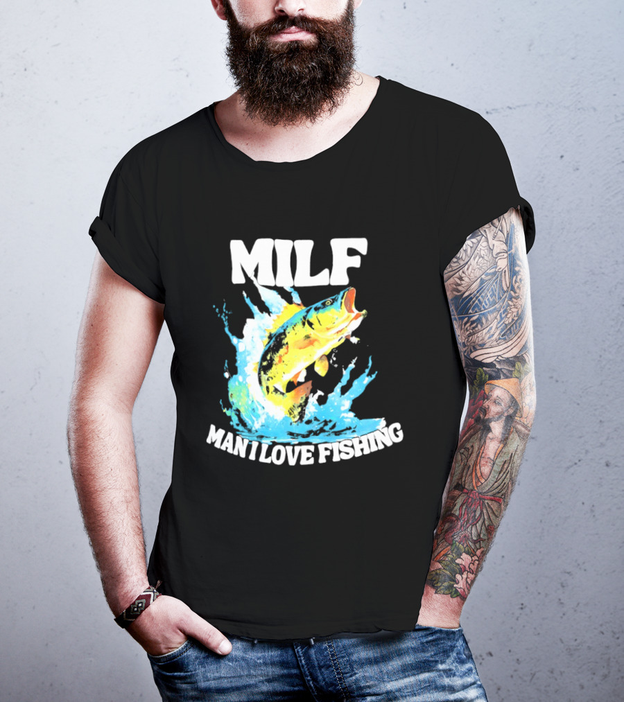 MILF Man I Love Fishing Splashing Colorful Fish T-Shirt