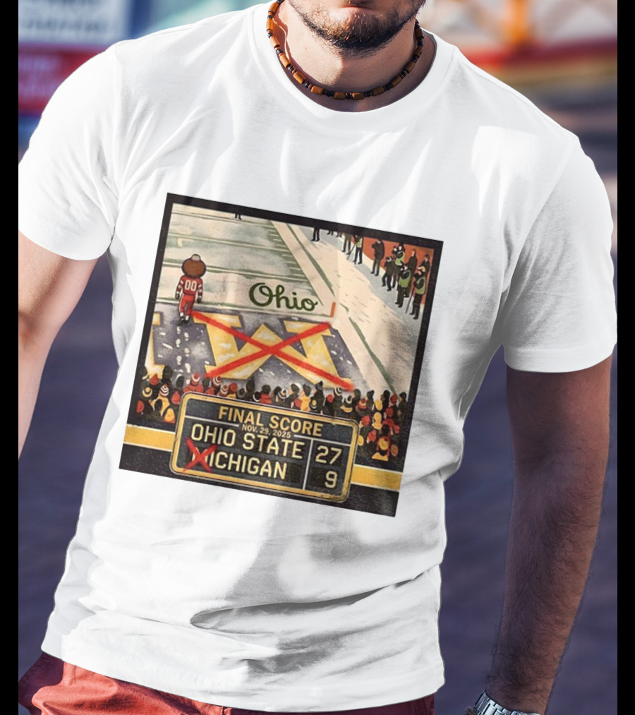 Ohio State 27 Michigan 9 Final Score 2025 Brutus Crossing Out The M Ohio Rivalry T-Shirt