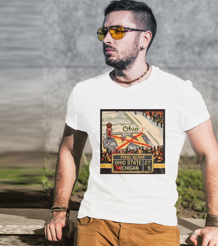 Ohio State 27 Michigan 9 Final Score 2025 Brutus Crossing Out The M Ohio Rivalry T-Shirt