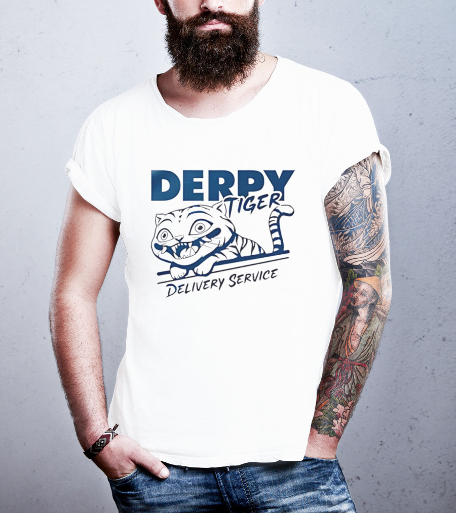 Derpy Tiger Delivery Service Cute Cartoon Animal T-Shirt