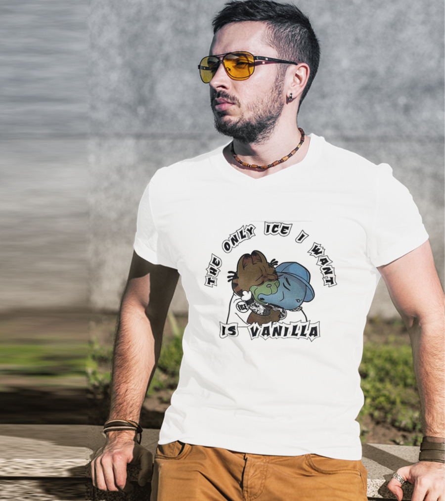 Orange Cat The Only Ice I Want Is Vanilla Hugging T-Shirt