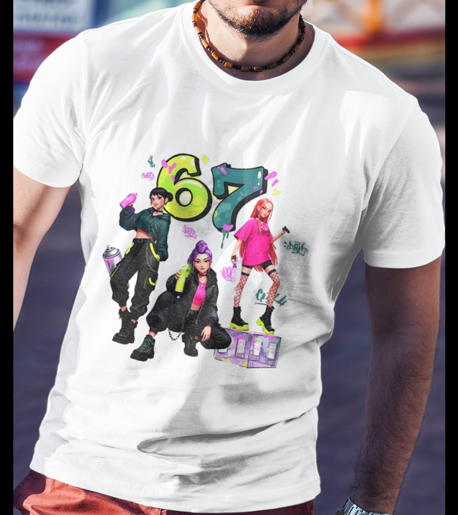 Six Seven 67 Graffiti Kpop Huntrix Girls Band Meme T-Shirt