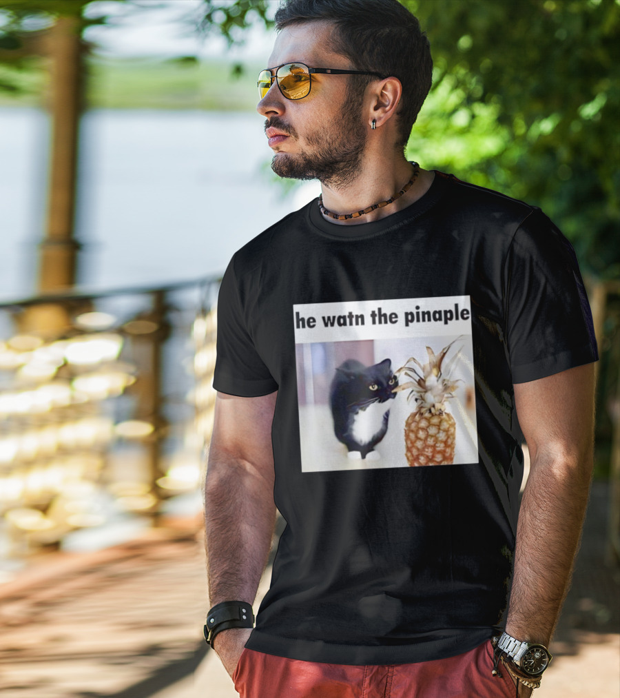He Watn The Pinaple Black Cat And Pineapple T-Shirt
