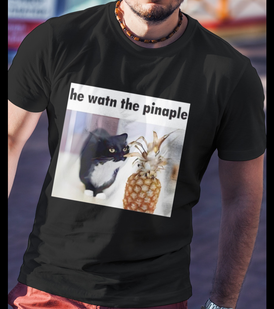He Watn The Pinaple Black Cat And Pineapple T-Shirt