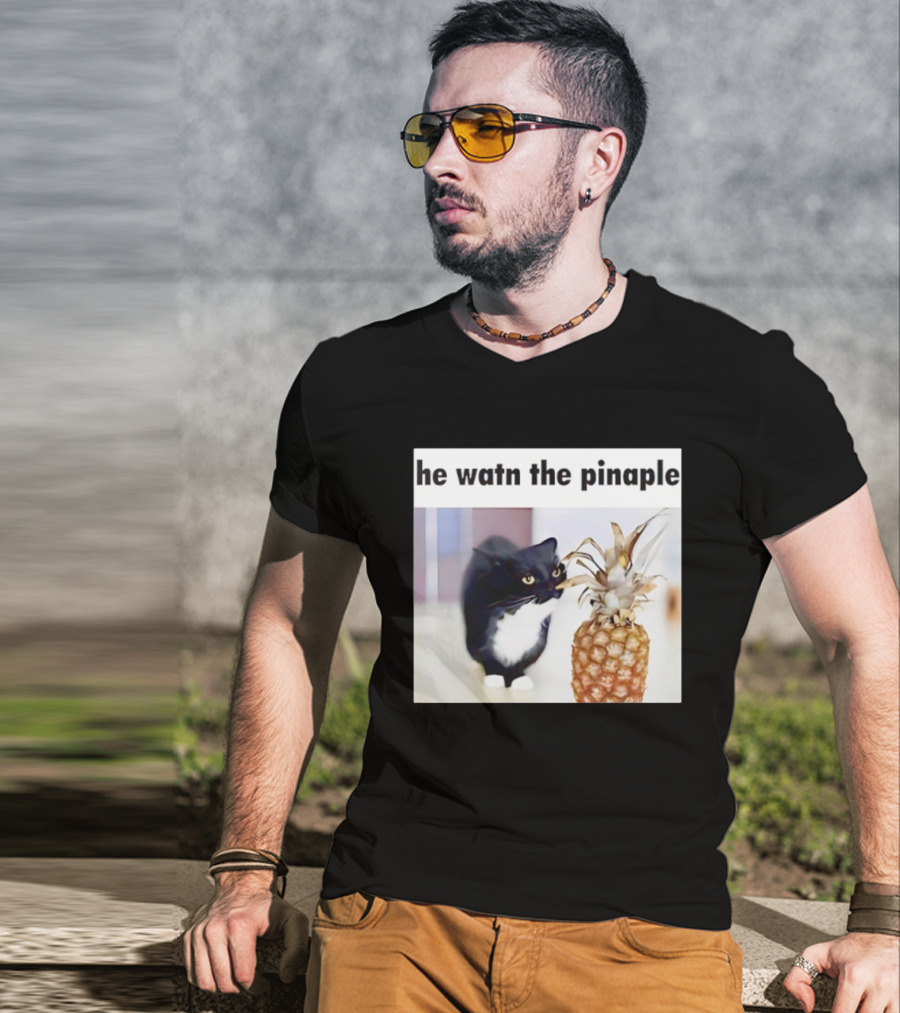 He Watn The Pinaple Black Cat And Pineapple T-Shirt