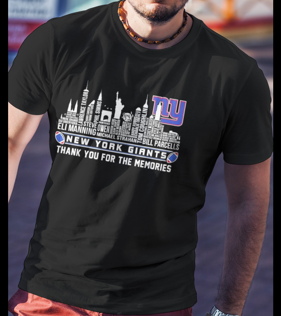New York Giants Eli Manning Thank You For The Memories City Skyline T-Shirt