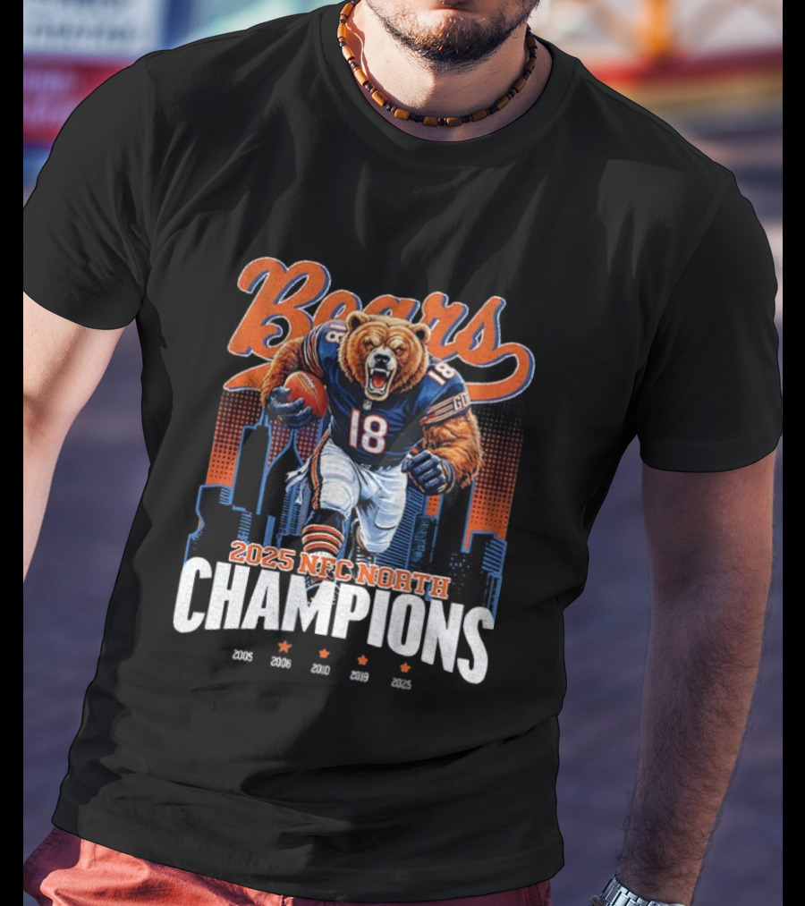 Chicago Bears NFC North Champions 2025 Football Team Victory Celebration T-Shirt
