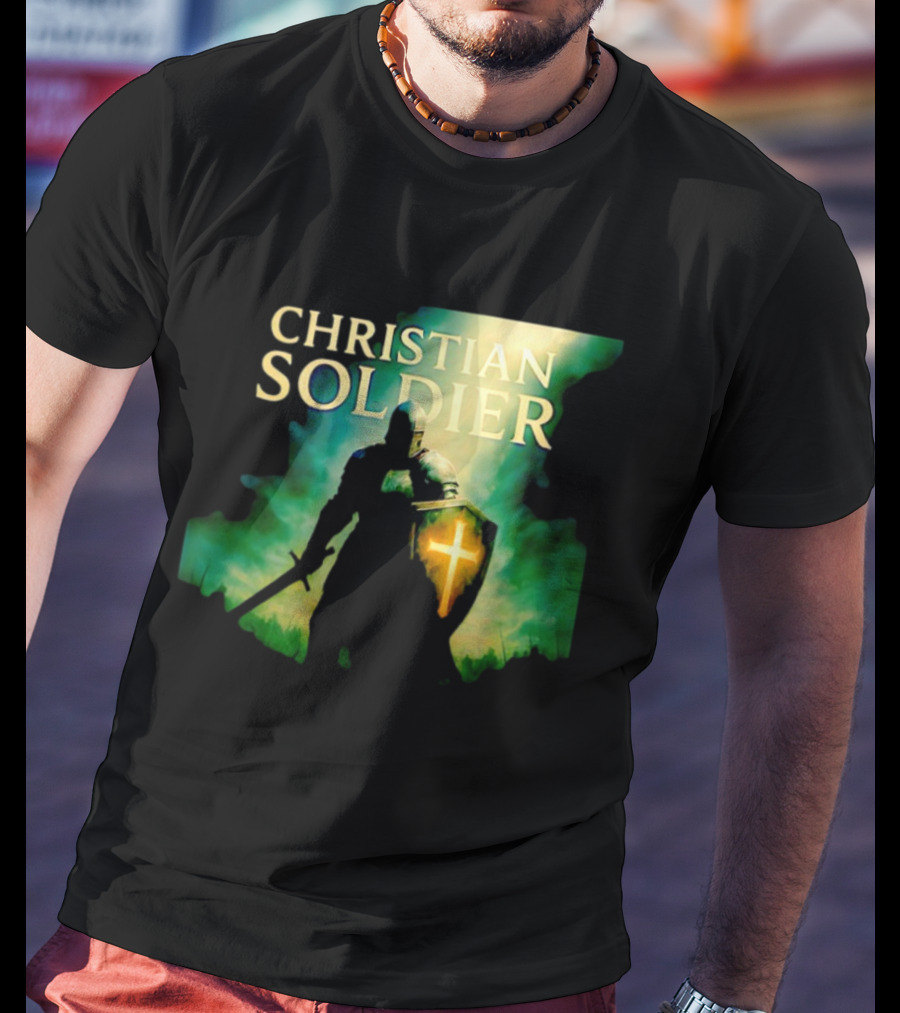 Christian Soldier Knight Shield Cross Iconic Warrior T-Shirt
