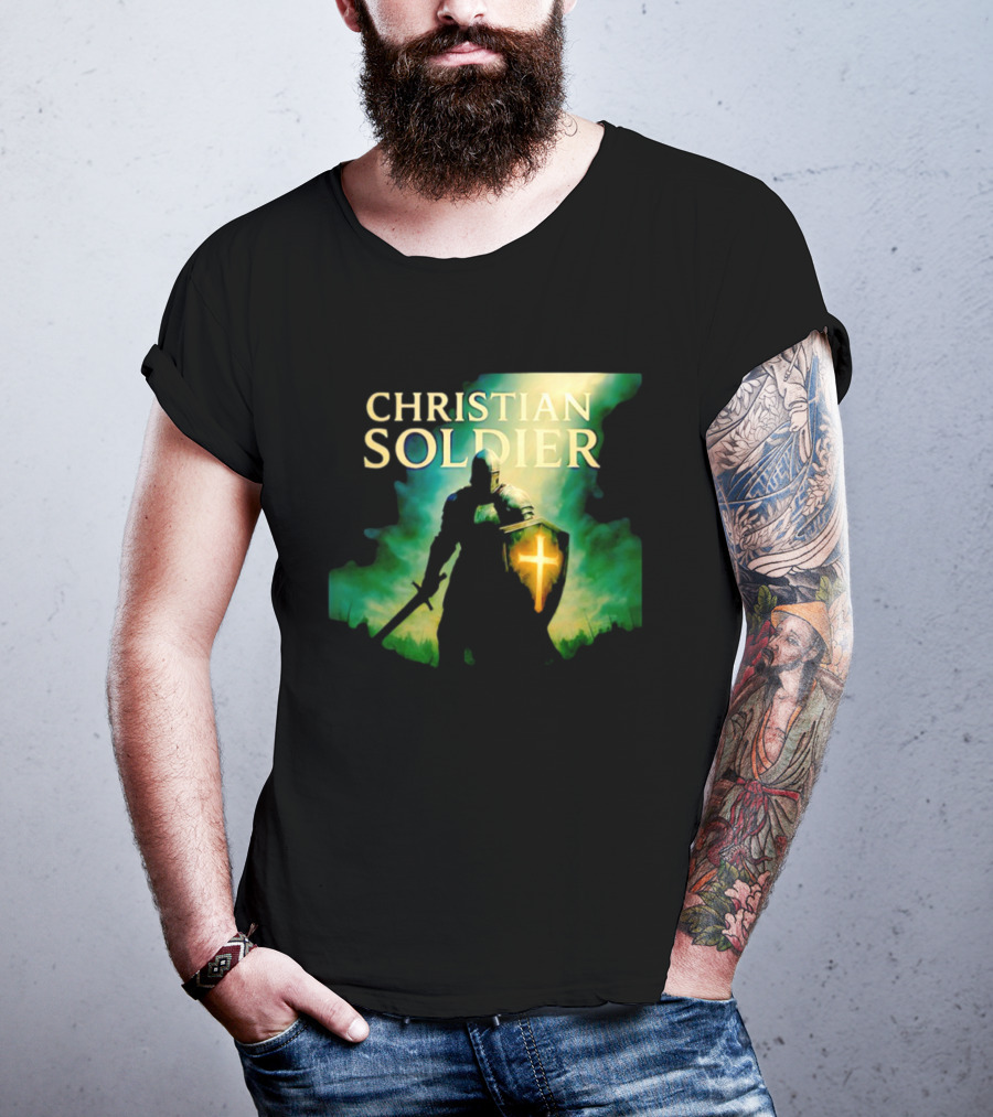 Christian Soldier Knight Shield Cross Iconic Warrior T-Shirt