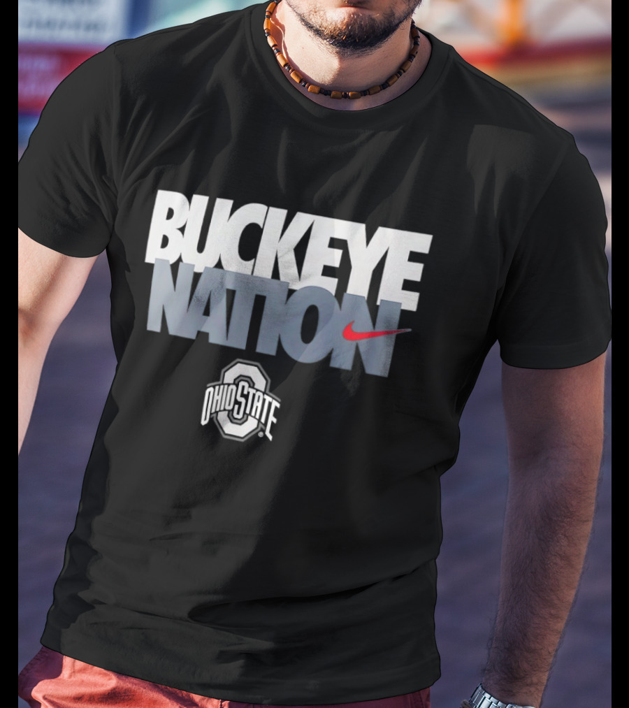 Buckeye Nation Ohio State O H I O Nike Swoosh Collegiate Gear T-Shirt