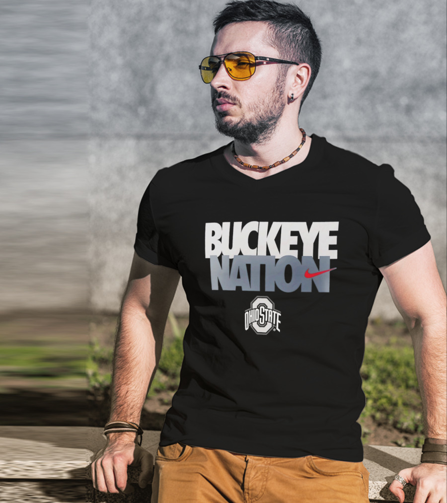 Buckeye Nation Ohio State O H I O Nike Swoosh Collegiate Gear T-Shirt
