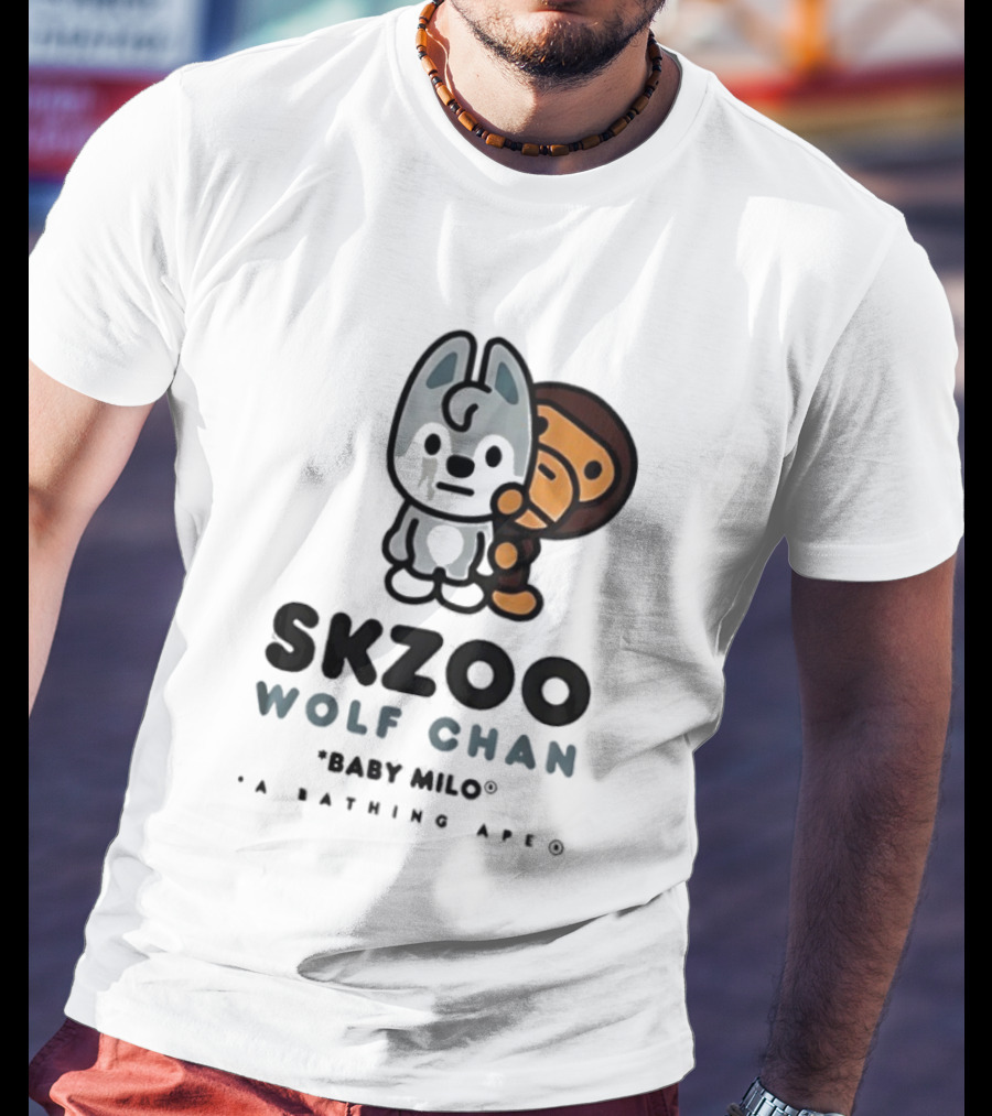 SKZOO Wolf Chan Baby Milo BAPE Stray Kids Collaboration T-Shirt