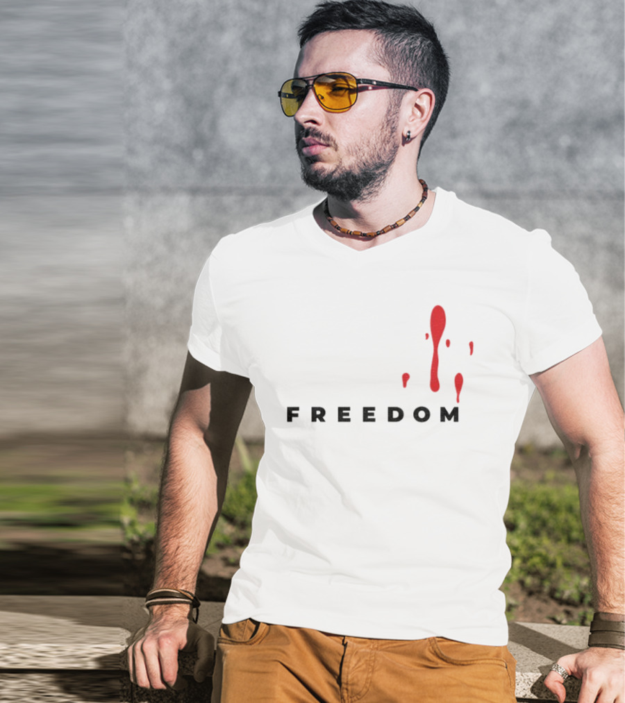 Charlie Kirk Liberty Freedom Memorial Blood Splatter T-Shirt