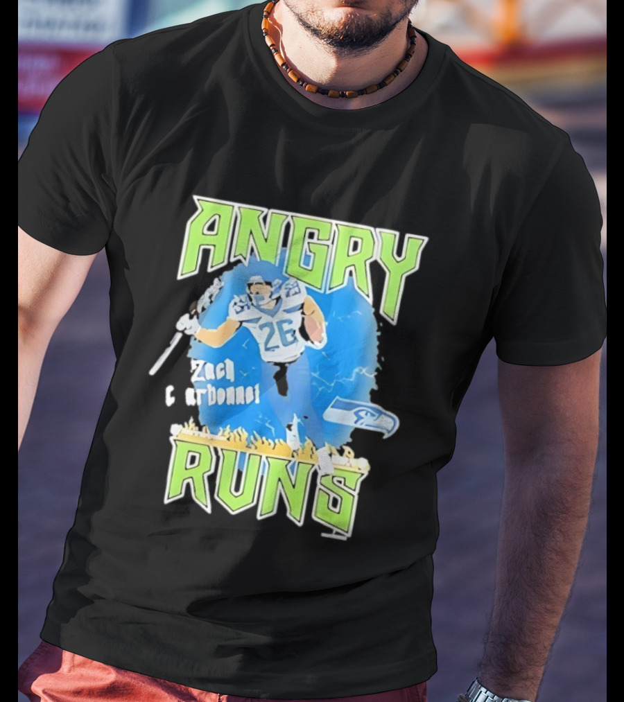 Seattle Seahawks Zach Charbonnet Angry Runs NFL Football 26 Seahawks Fan Gear T-Shirt